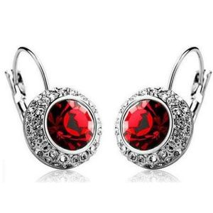 Earrings - Bejeweled Red Gem and Rhinestone